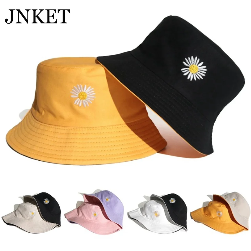 JNKET Новая модная женская панама, двухсторонние шляпы, рыбацкая шляпа, уличная дорожная шляпа, складная шляпа, летняя шляпа с вышивкой, шляпа ...