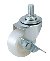 2 inch furniture universal wheel white pp screw caster with brake plastic small wheel shopping cart caster