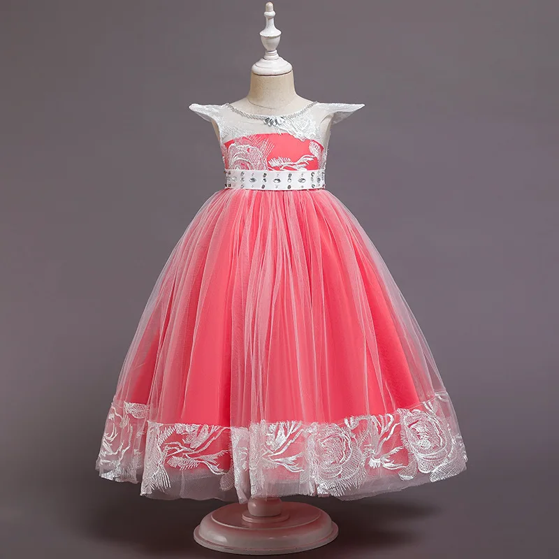 New children's new year's dress fluffy princess long lace piano performance girl's show Christmas | Детская одежда и