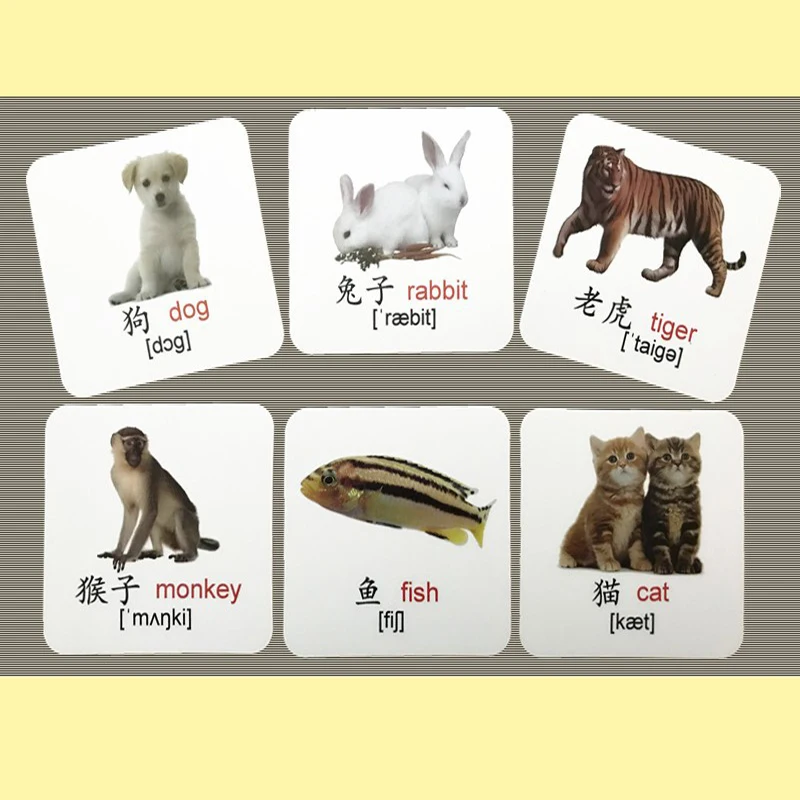 Детские английские телефонные карточки с животными Монтессори Обучающие для