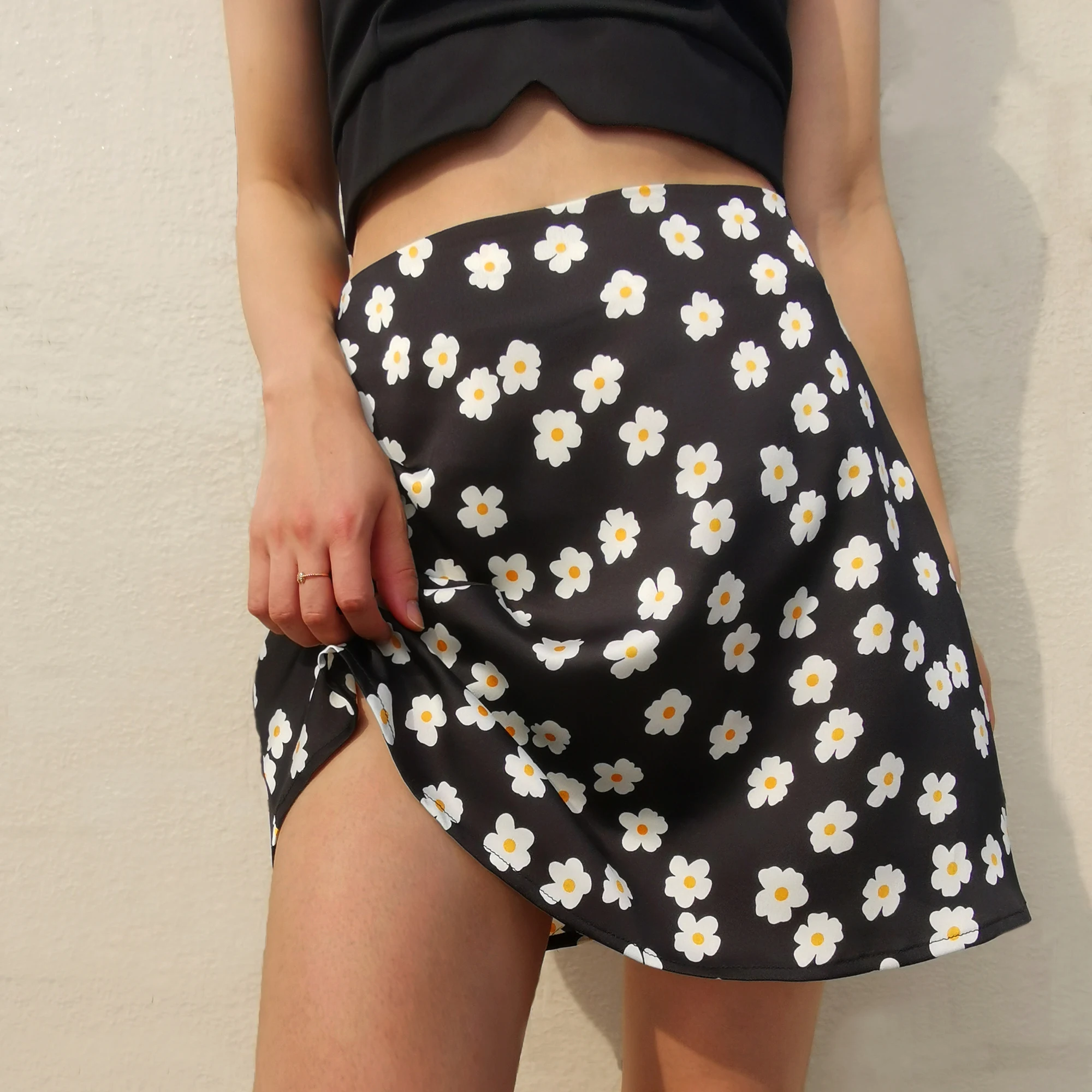 

Women Floral Print Mini Skirt Trumpet Summer Highwaist Casual Daily Streetwear Mujer Faldas Zipper Up Ladies Dress