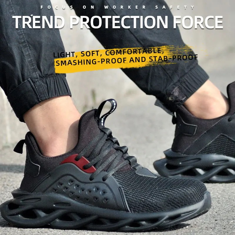 

Work Safety Shoe Boots For Men Summer Breathable Working Steel Toe Anti-Smashing Construction Insulation Safety Work Sneakers