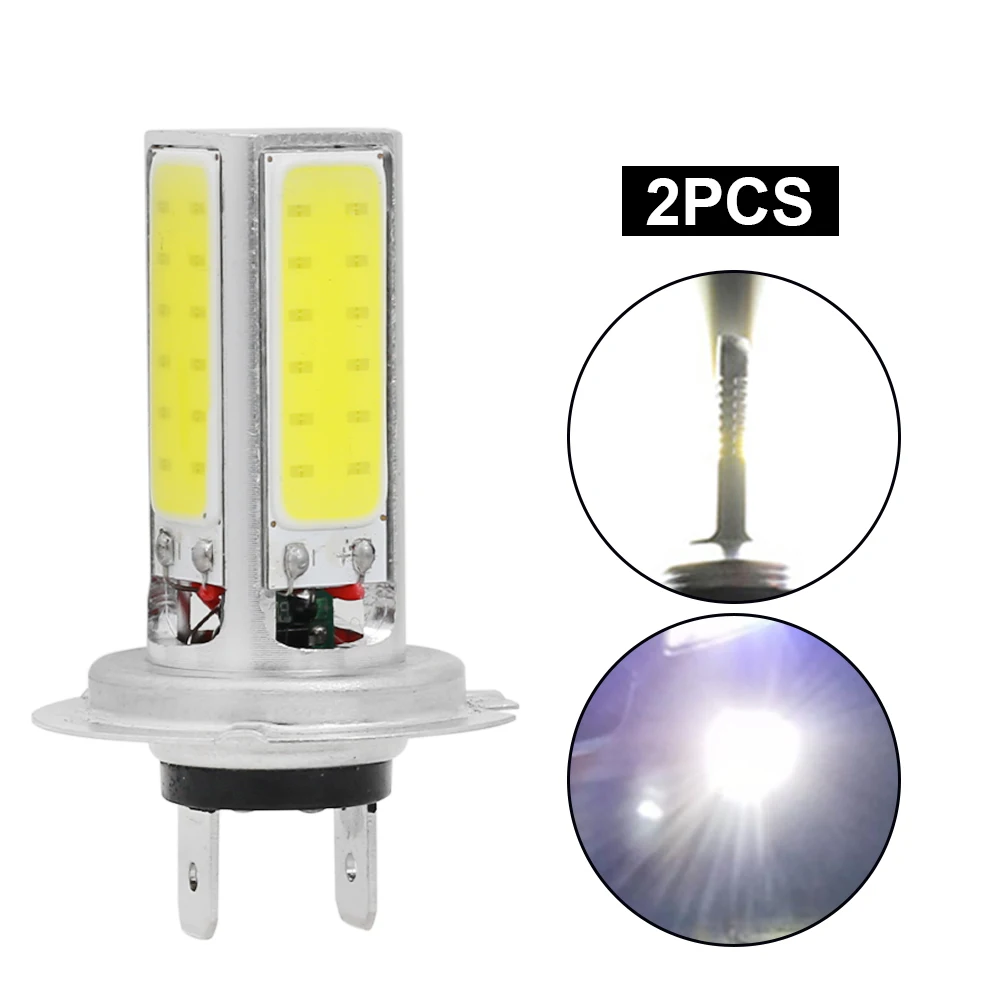 

2Pcs H7 COB LED Headlight Bulbs 40W 6000LM 6000K Xenon White Super Bright High Low Beam Replacement Fog Light