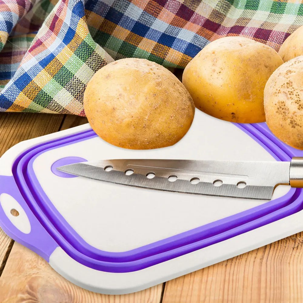 

1pc Home Cutting Board Foldable Chopping Board Kitchen Accessories Drain Basket