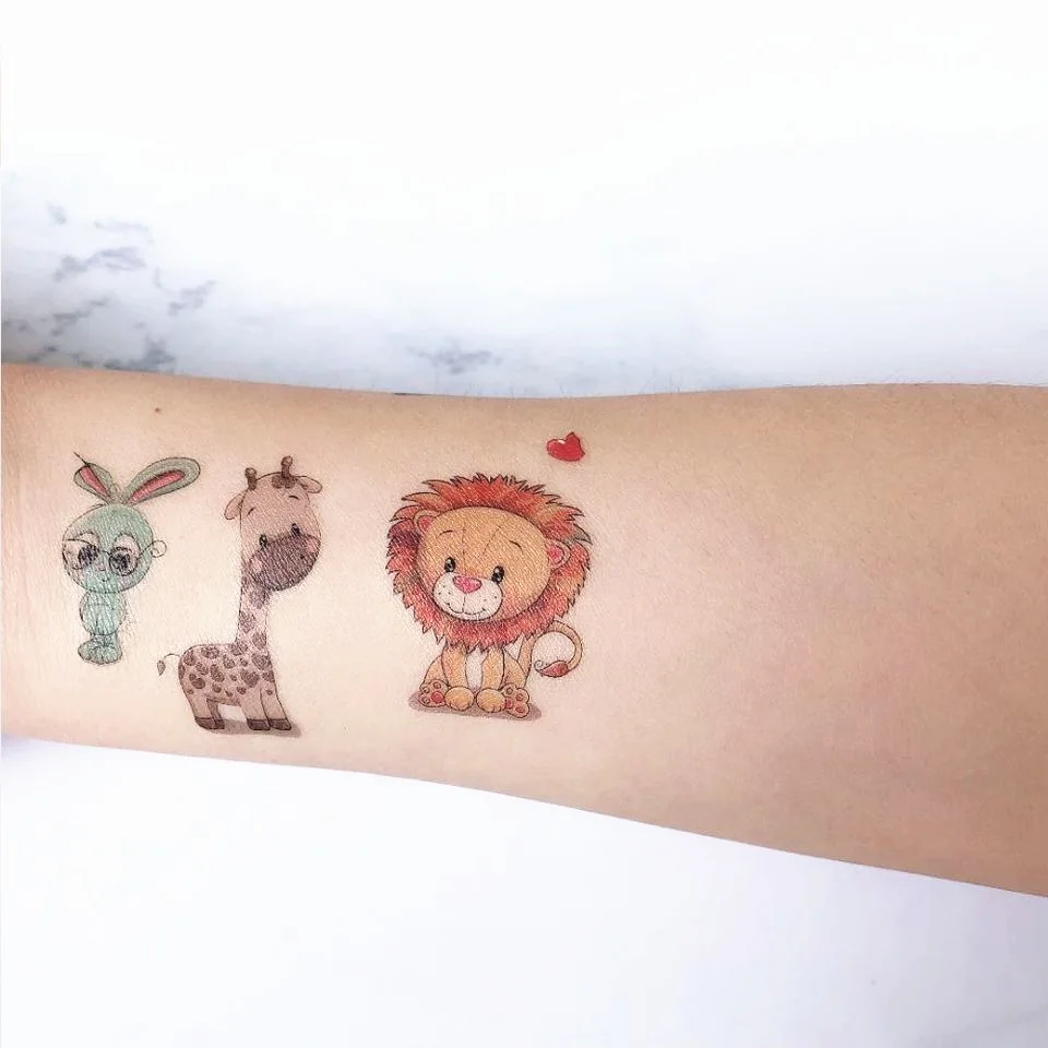 10 шт./компл. новогодние цветные Переводные татуировки для детей Мультяшные аниме