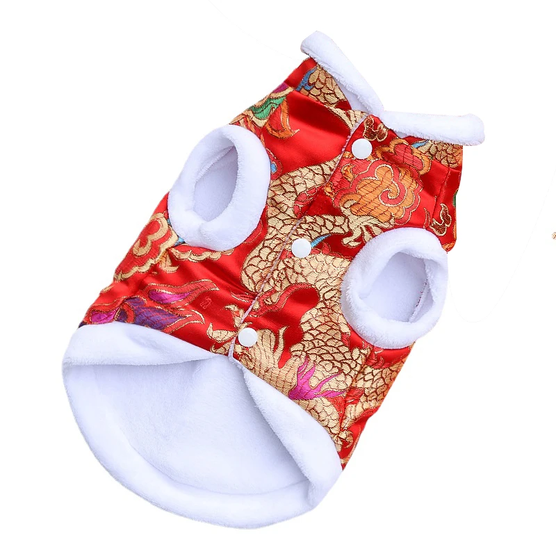 Новогодняя красная одежда для домашних животных зимняя теплая собак пальто