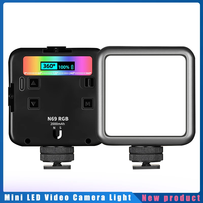 

Newest N69 RGB Video Lights Mini LED Video Camera Light Rechargable 2000mAh Battery Dimmable Wall Lamp Fill Light For Live/photo