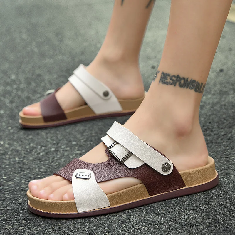 Mens Sandals Flat Slippers Suede Cork Sole Slides Casual Flip Flop Beach Flats Shoes Plus Size | Спорт и развлечения