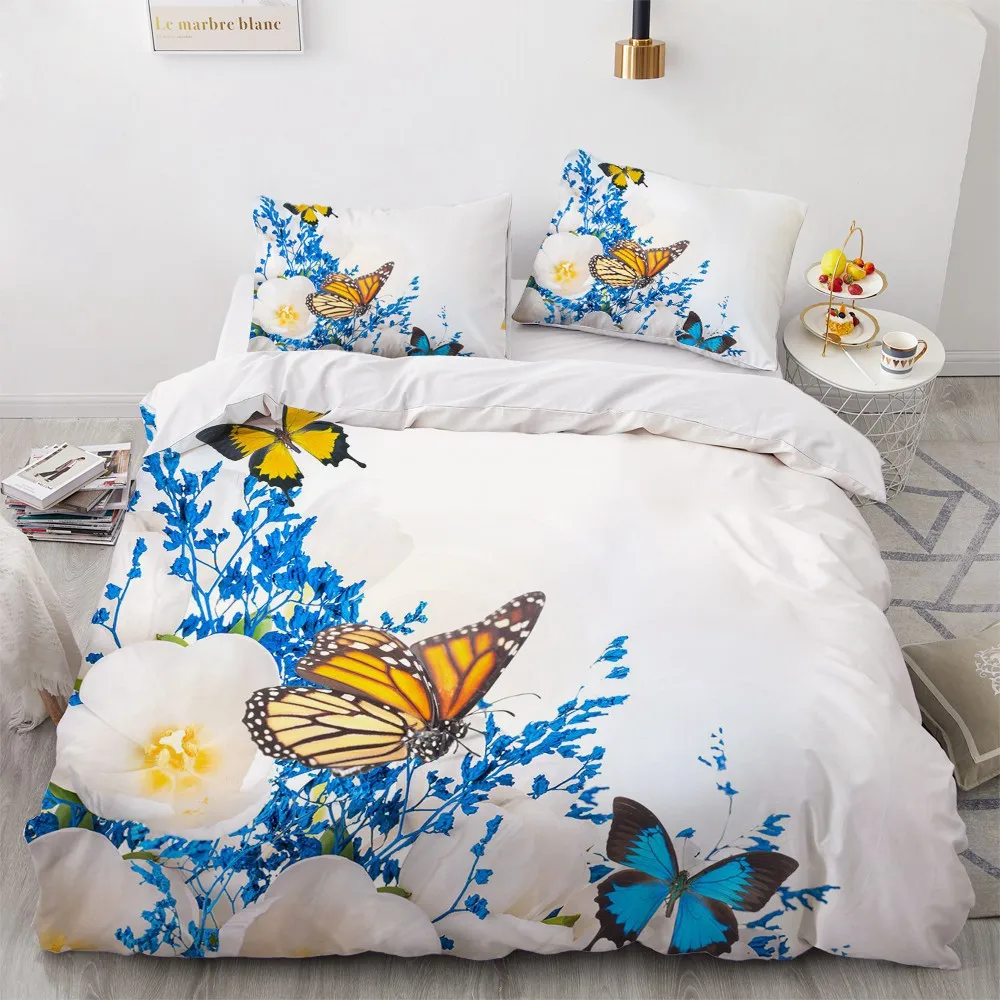 

3D Rose Bedding Set Custom Design Flower Duvet Cover Sets White Bed Pillow Slips 200*230cm Full Twin Double Single Size