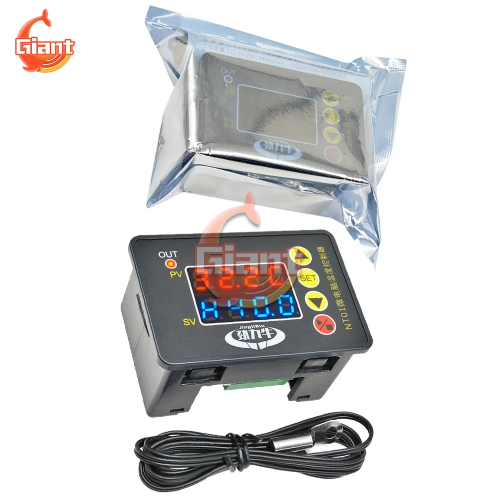

NT01 AC 110V 220V 2200W Red Blue Microcomputer Digital Display Temperature Controller with NTC 10K Waterproof 1M Probe Terminal