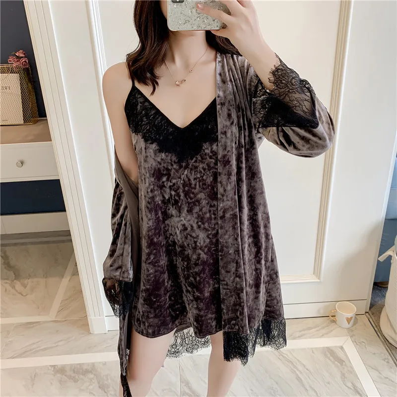 Smmoloa бархатный женский зимний халат из двух частей роскошные комплекты с