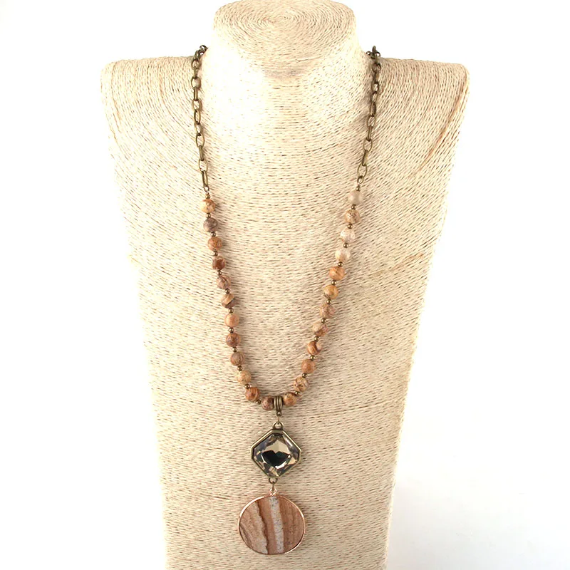 Модное богемное этническое ювелирное изделие из натурального камня и стеклянных