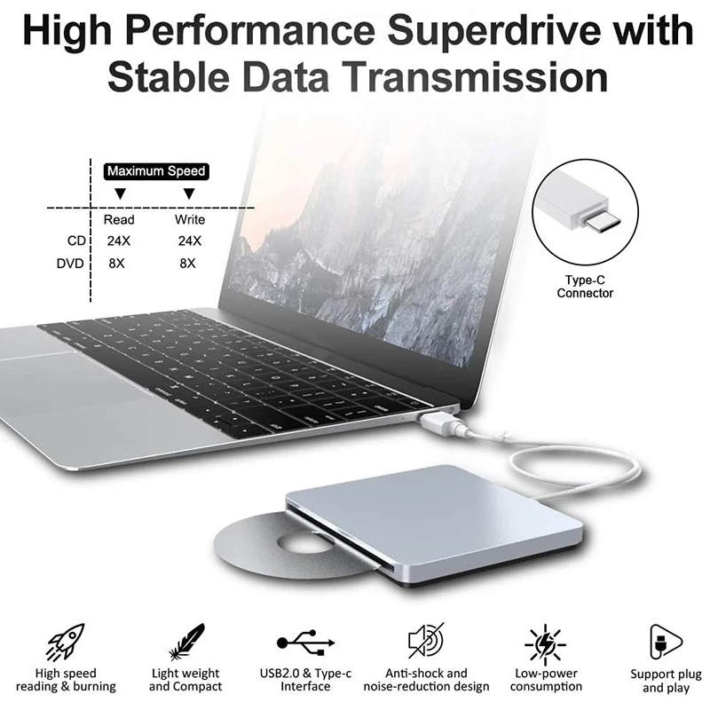 Внешний DVD CD привод USB C 3 0 внешний суперпривод горелка оптический RW Дубликатор