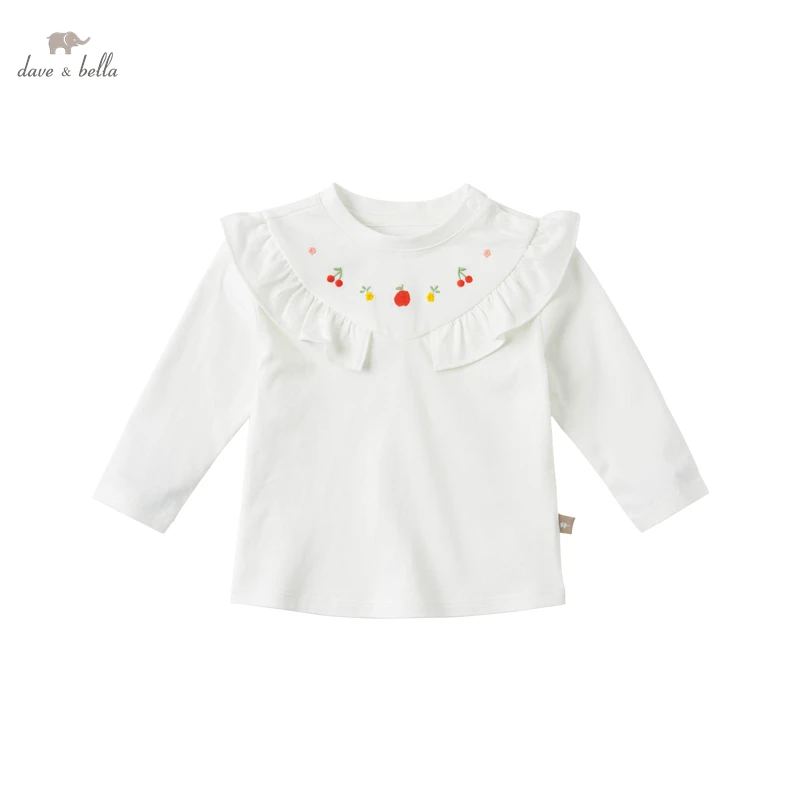 

DBM16964 dave bella spring baby girls cute cartoon ruched T-shirt children tops girl kids fashion tees