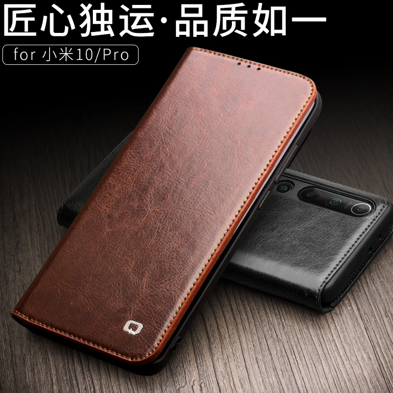 Чехол книжка из натуральной телячьей кожи для Xiaomi Mi 10 Mi10 Pro QIALINO|Бамперы| |