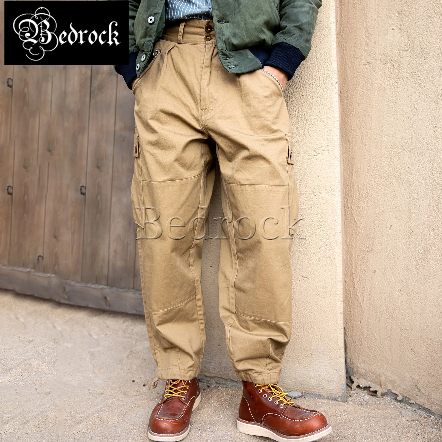 

RT 9oz twill Army pants Army Mountaineering Overalls Men's Loose wide leg high waist cargo pants tapered tie feet Trousers