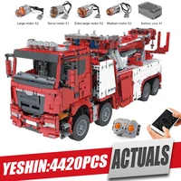 mould king 17027 rc motorized fire rescue vehicle toys assembly high tech car model building blocks bricks kids christmas gift