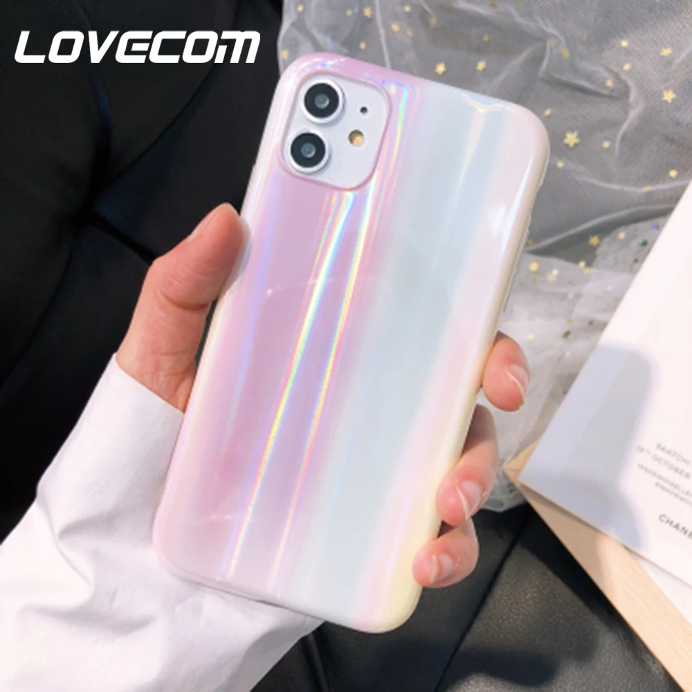 LOVECOM Роскошный чехол радужной расцветки для iPhone 12 Pro 11 Max XS XR X 6 6S 7 8 plus Аврора узор