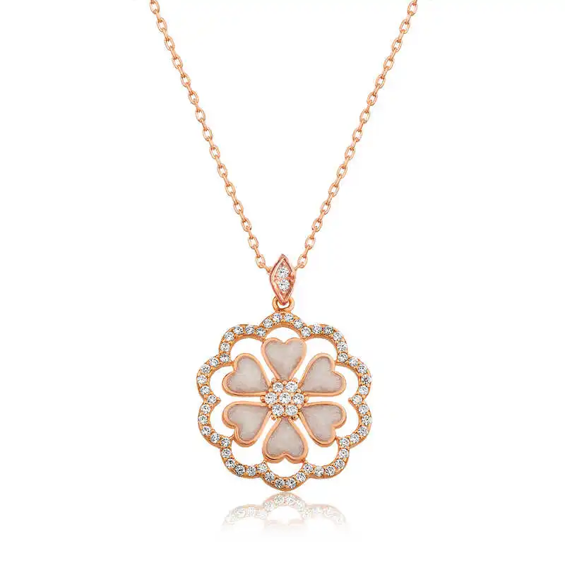 

Серебряное женское ожерелье Silverlina с сердцем и цветком