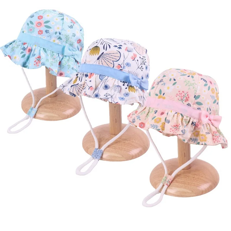 Gorro de lavabo con estampado de flores para ni&ntilde;as, gorros de sol para ni&ntilde;os, bonete para ni&ntilde;os-0