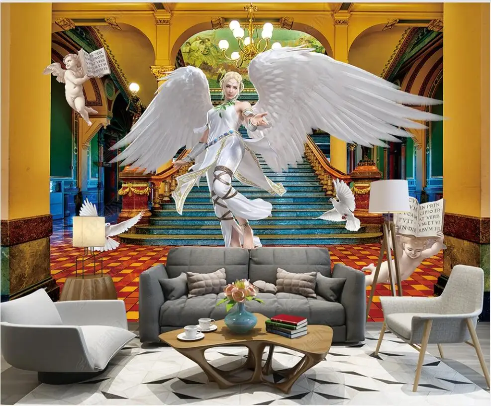 

3d wallpaper custom photo mural European Christian Architecture Church Palace Angel Wallpaper for walls in rolls home decor room