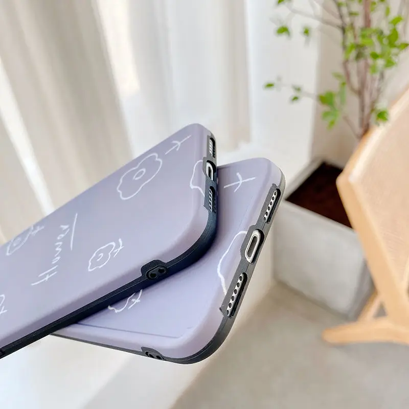

Matte Camera Protection Purple Case For iPhone 11 Pro Max XS X XR 8 7 Plus SE 2020 Soft Silicon Flower Phone Cover Coque Funda