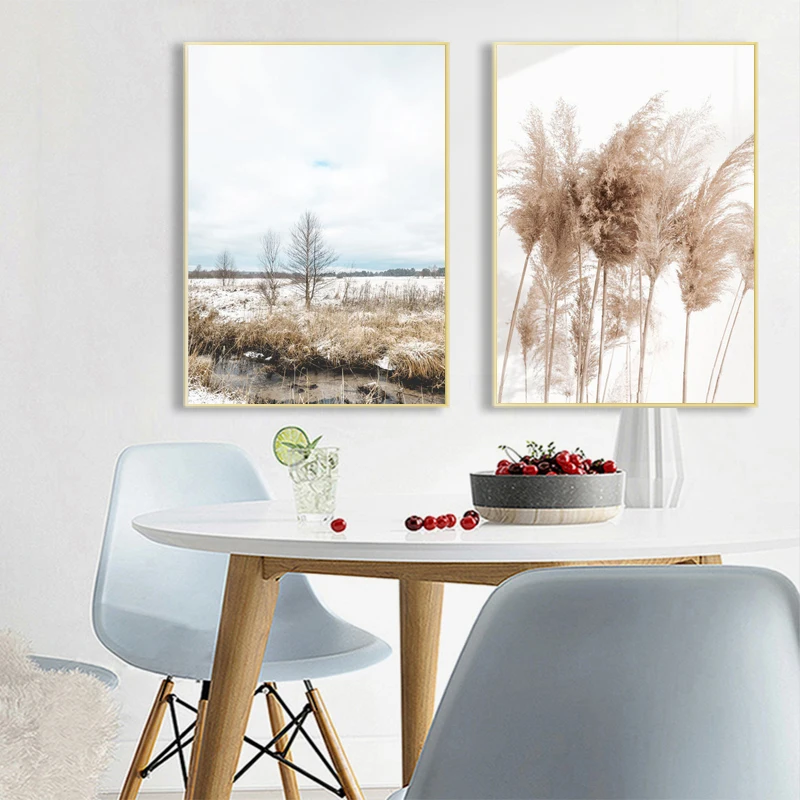 landscape Art Canvas Painting Nordic Posters Sea Bridge Reed Beach Sailboat Quote And Prints Wall Pictures For Living Room Decor | Дом и сад