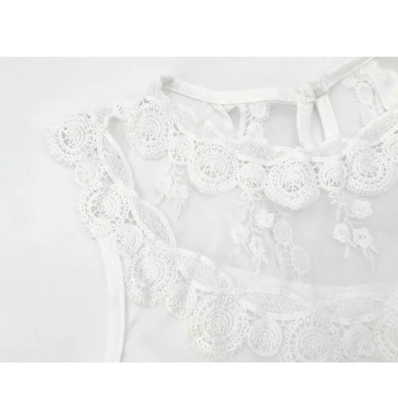 

Lace Patchwork White T-Shirts Women Sexy Mesh See Through T-shirt Women Solid O-Neck Sleeveless Backless Slim Summer Tops Female