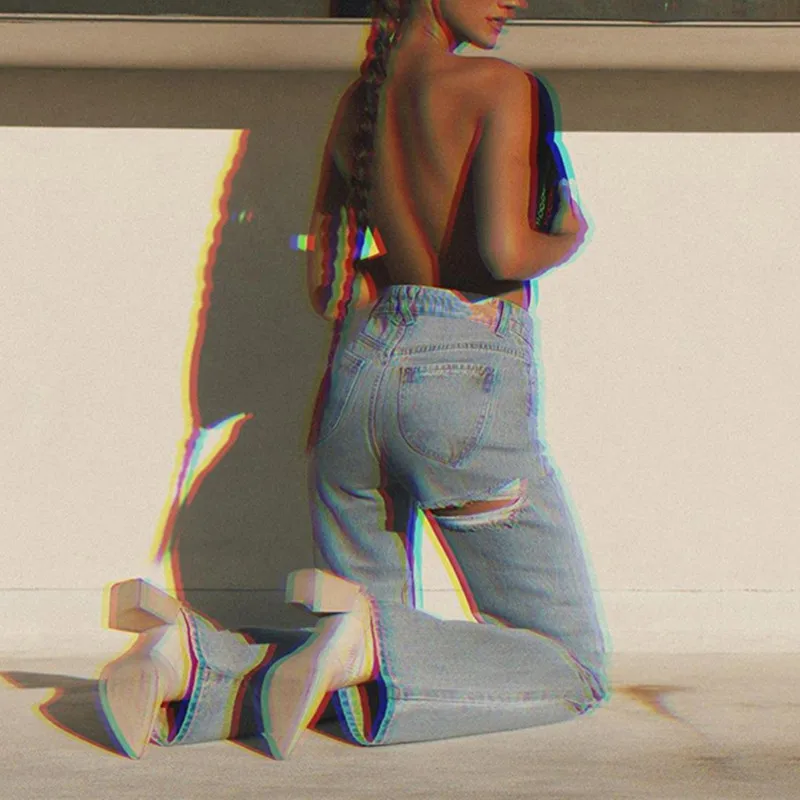 

Hollow Out Straight High Pant 2021 Women Casual Holes Sexy Vintage Jeans Denim Loose Streetwear Summer Fashion Trousers