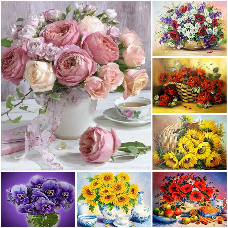 

DIY Flower 5D Diamond Painting Full Round Mosaic Drill Scenic Diamont Embroidery Cross Stitch Kits Home Decor Christmas Gift