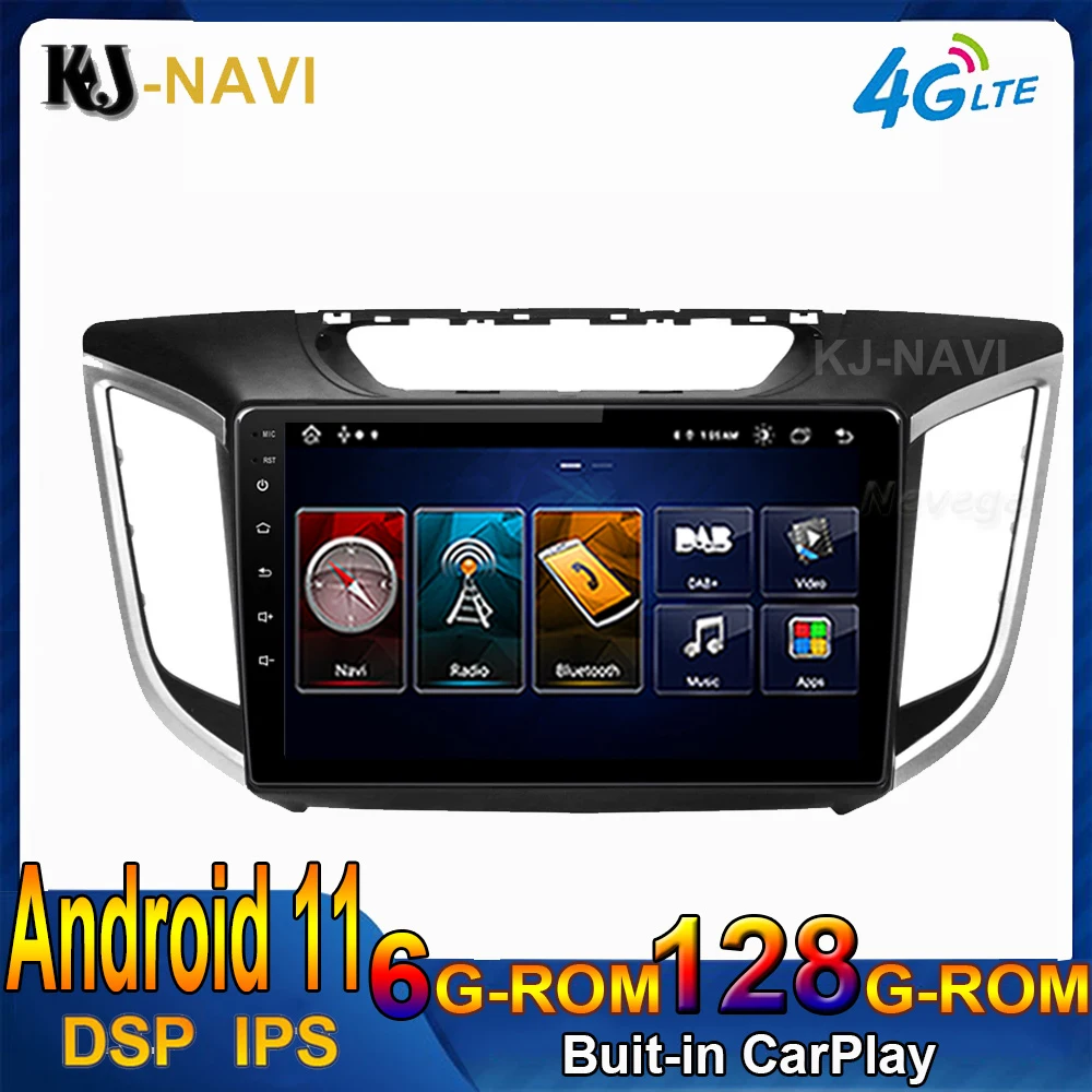 

Автомагнитола One Din на Android 11 для Hyundai Creta IX25 2015-2019, видеоплеер с GPS, мультимедийная навигация, стерео, без DVD