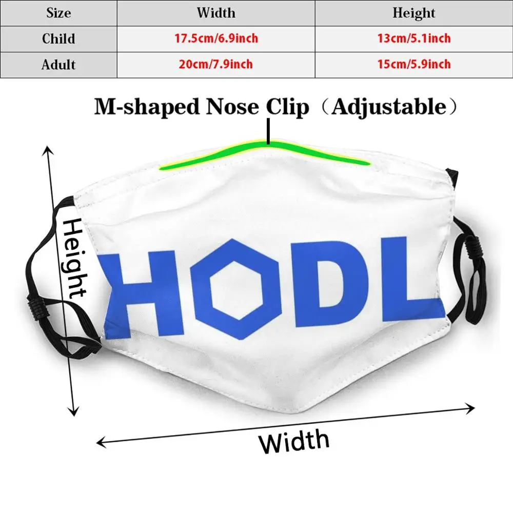 Моющаяся маска Chainlink Hodl с принтом для защиты от пыли Btc Биткоин Eth Ethereum Ltc Litecoin Xrp