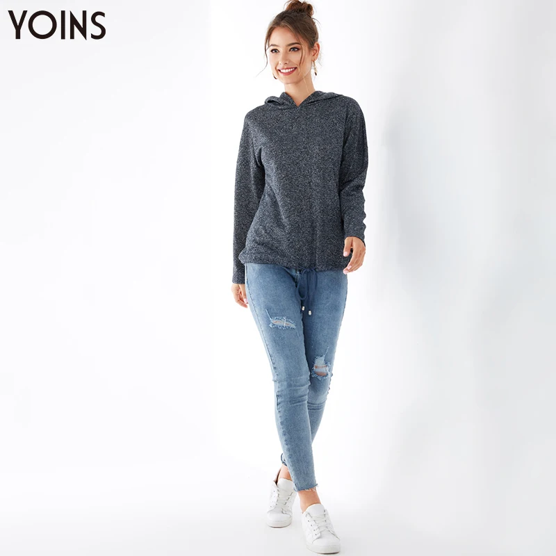 YOINS 2020 весна осень зима женские толстовки и свитшоты с длинным рукавом капюшоном