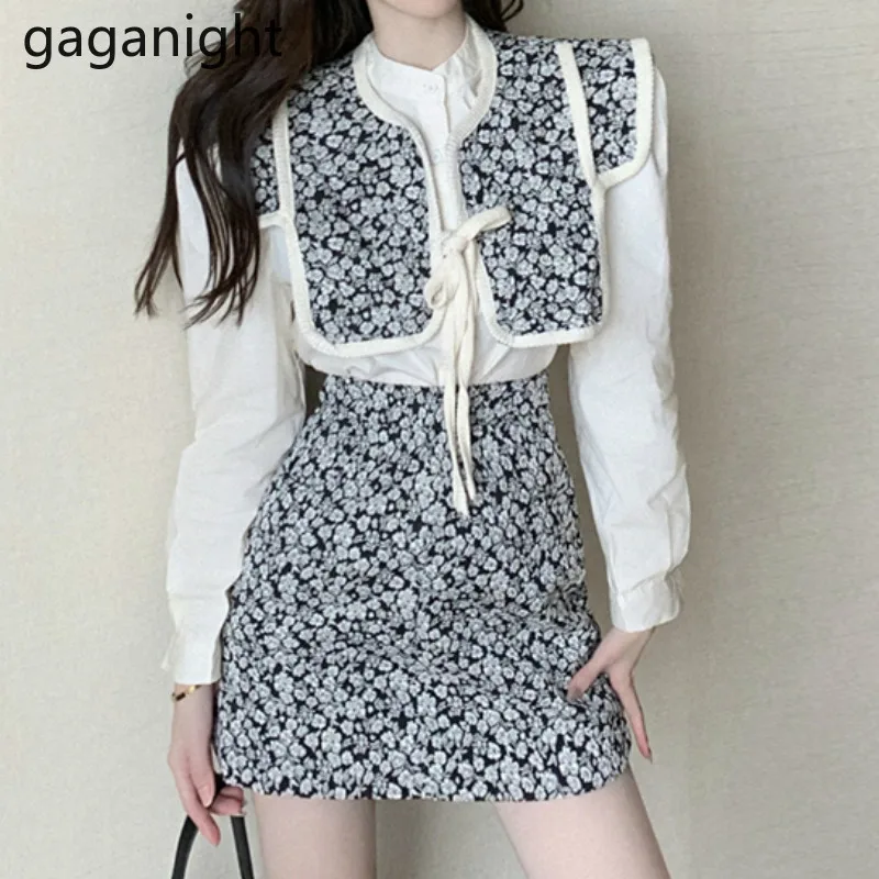 Gaganight Модный женский комплект из трех предметов Однотонная рубашка с длинным