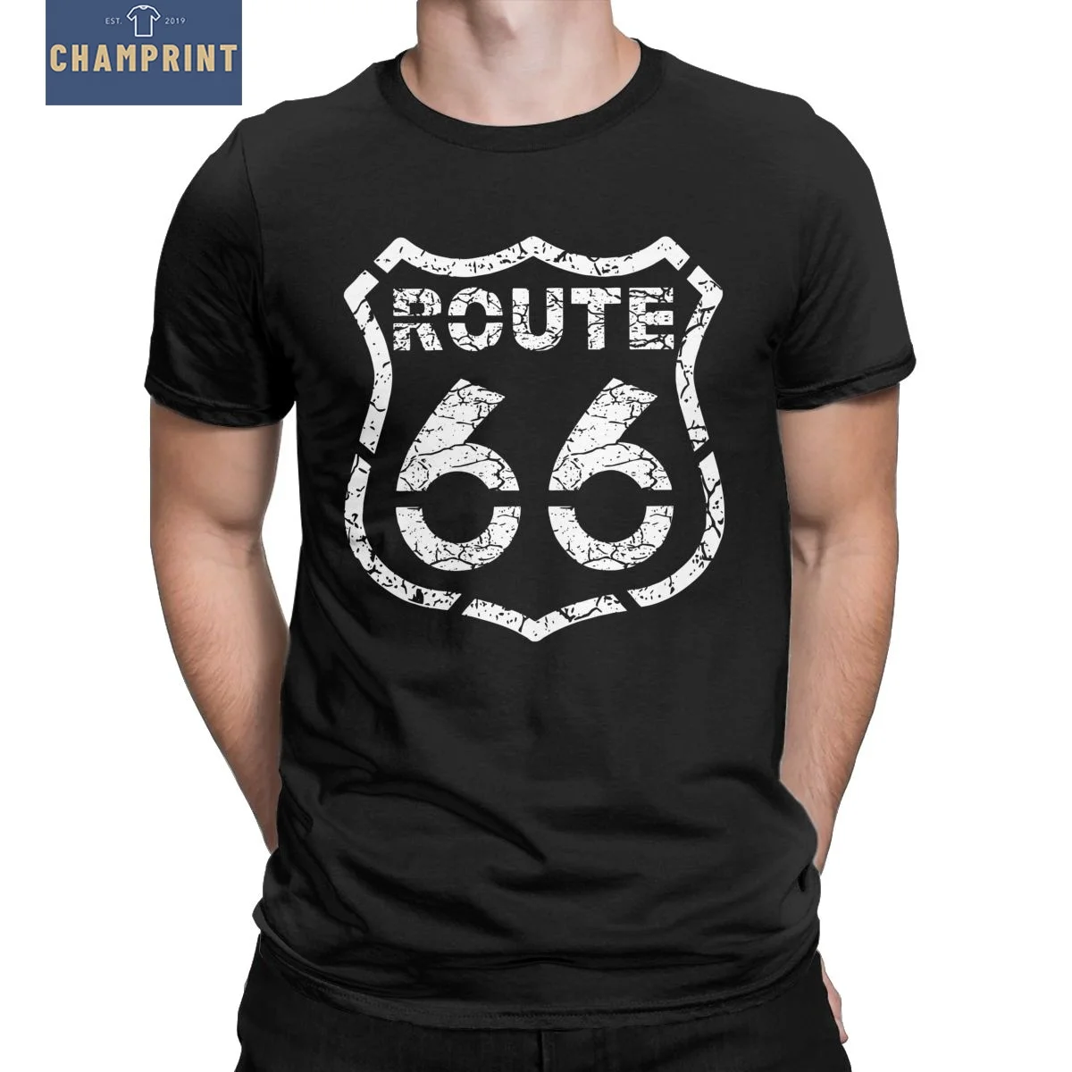 

Route 66 Men T Shirt Motorcycle Fun Tees Short Sleeve Round Neck T-Shirts Pure Cotton Gift Idea Clothing