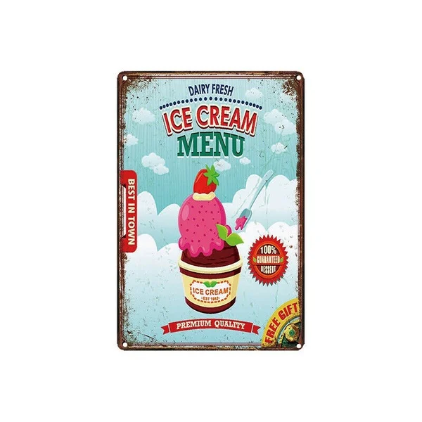 

Metal Tin Sign ice cream menu Decor Bar Pub Home Vintage Retro Poster