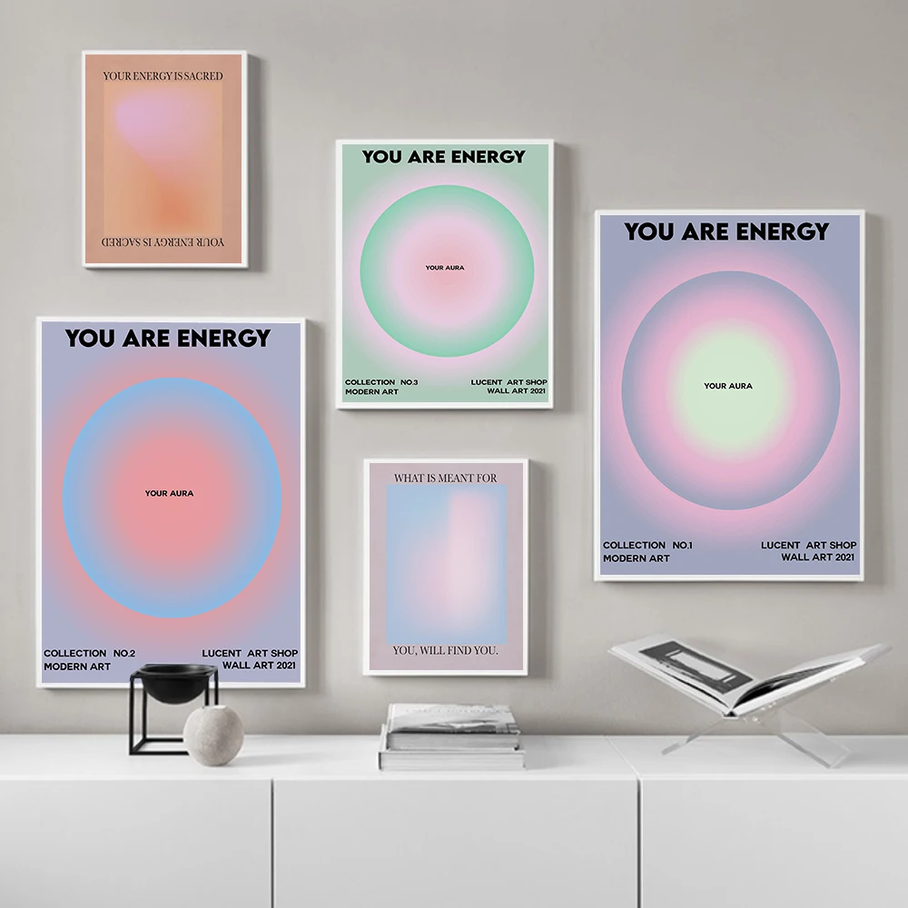 

Nordic Poster You are Energy Canvas Painting Abstract Aura Print Modern Wall Art Minimalism Picture For Living Room Home Decor