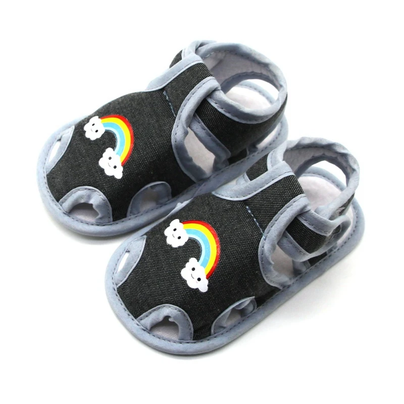 

New Summer Baby Shoes Cute Rainbow Print Hollow Baby Girl Sandals Cotton Soft Bottom Infant Toddler Boy Shoes Newborn Beach Shoe