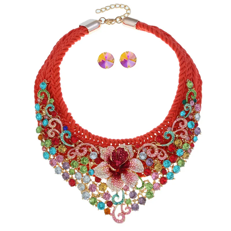 Богемный ювелирный набор модный роскошный австрийский кристалл плетеное