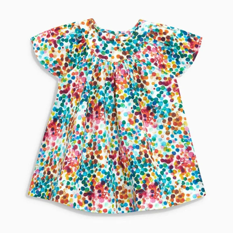 HIBYHOBY kids brand clothes 2020 summer baby girls Cotton colorful dot print short sleeve dress toddler girl dresses | Детская одежда и