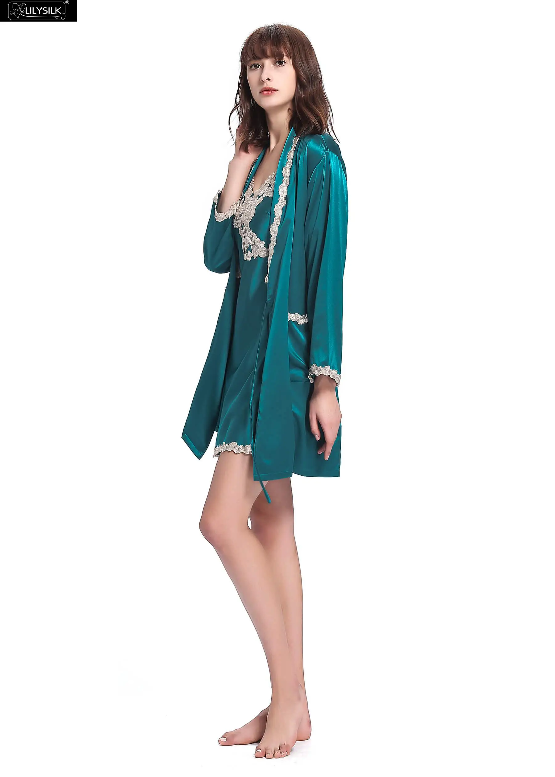 Lilysilk Халаты ночная рубашка чувствительной кожи женские натуральный шелк 22 Momme