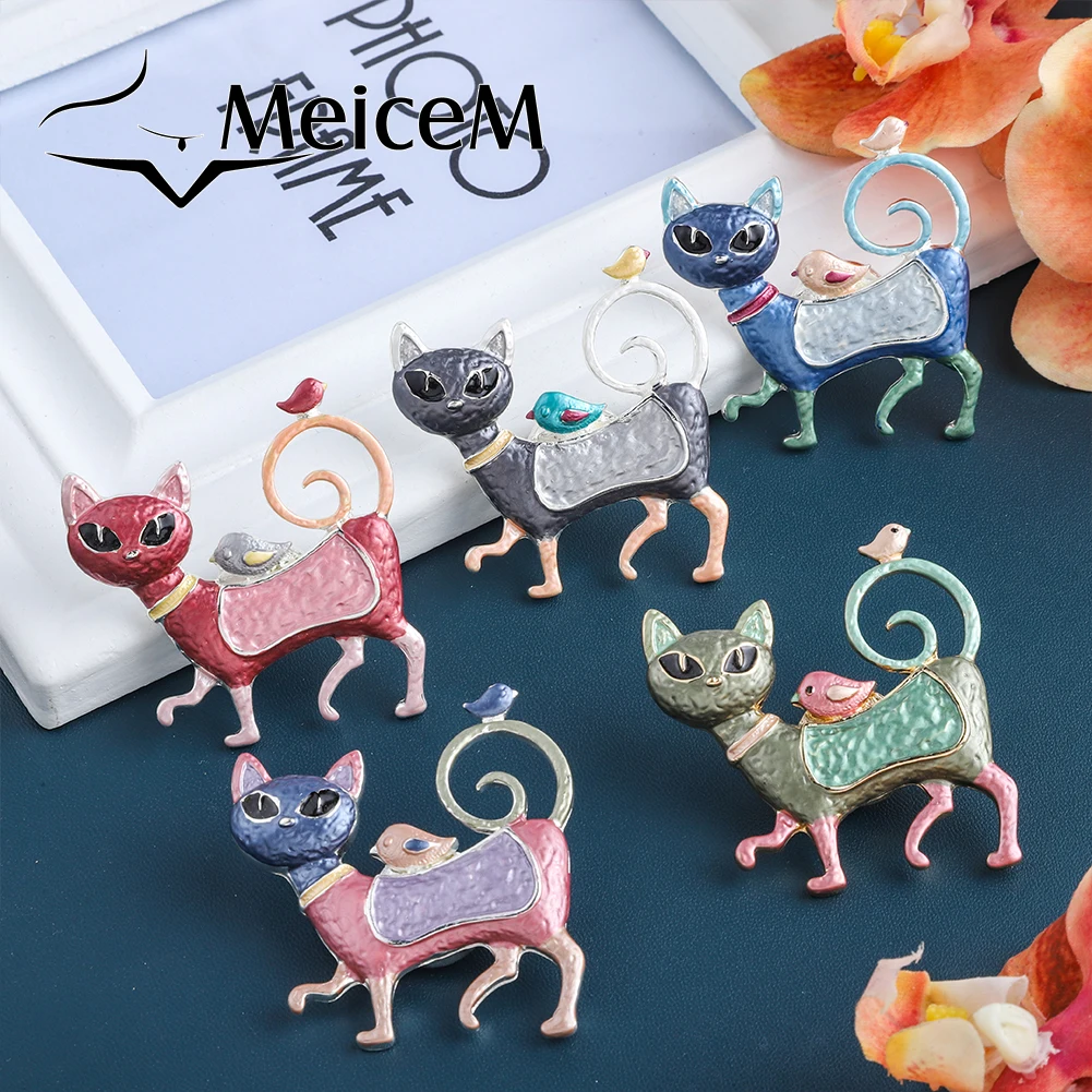 MeiceM милый кот магнитная пряжка брошь броши для женщин Роскошные 2021 Новая мода