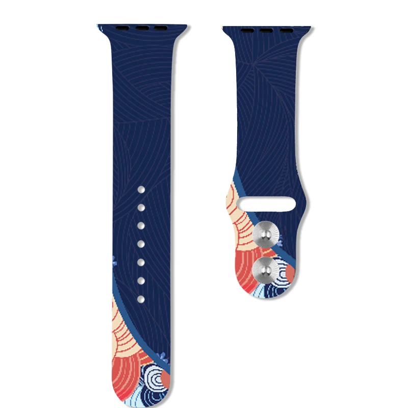 Pecking opera 40mm 44mm Printing Watch Bands For Apple Watch 4 Rubber Strap Sport Bracelet 42mm 38mm For Iwatch 3 2 1 Accessories - Цвет ремешка: Pecking opera