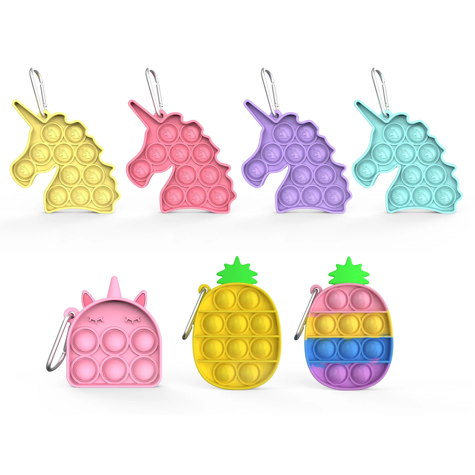 

USHARE New Fidget Toy Mini Bubble Keychain Stress Reliever Toys for Adults Colorful Early Educational Toy School Supplies Toys