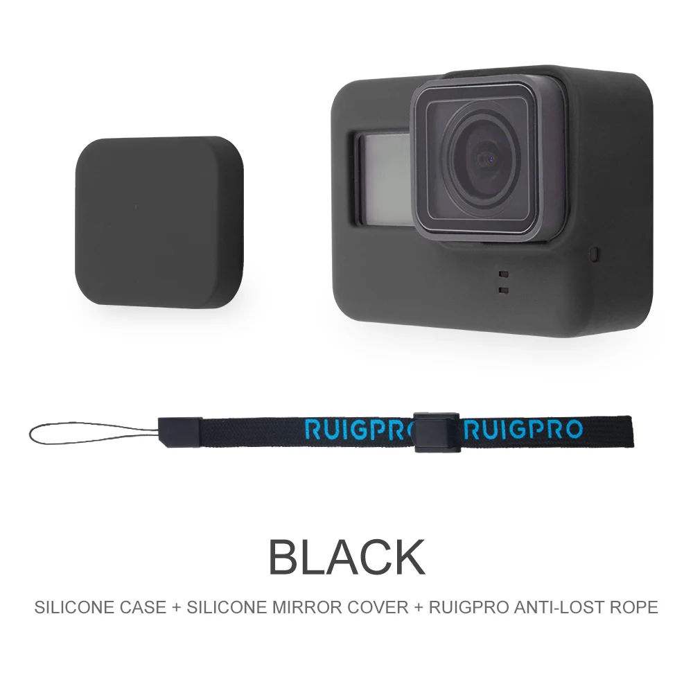 Black Аксессуары для Go Pro, чехол для экшн-камеры, защитный силиконовый чехол+ Крышка для объектива GoPro Hero 6 7 Black Hero 5, крепление для камеры - Цвет: Black