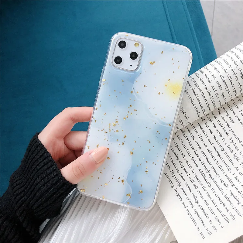 Lovebay Marble Case For iPhone 11 Pro X XS Max Soft TPU Back Cover iphone XR 8 7 6 6S Plus Epoxy Gold Foil Starry Sky |