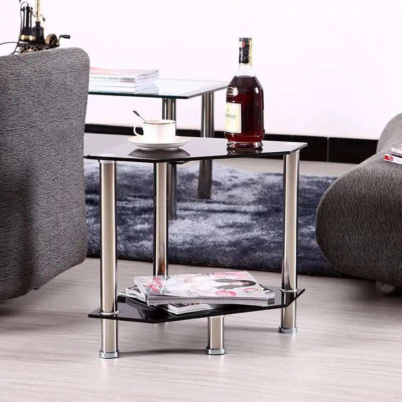  Corner table small coffee tempered glass modern minimalist sofa side living room corner several triangle cabinet |
