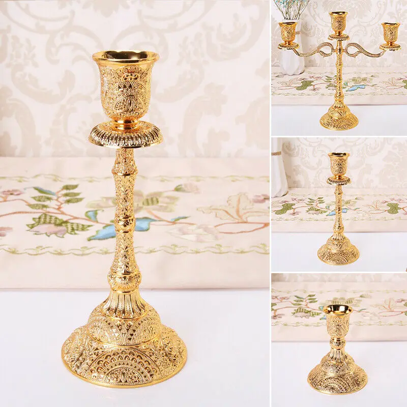 

Vintage Metal 1/3/5-Arm Candle Holder Golden Candlestick Candle Holders Table Centerpiece Candle Sticks Wedding Decorations