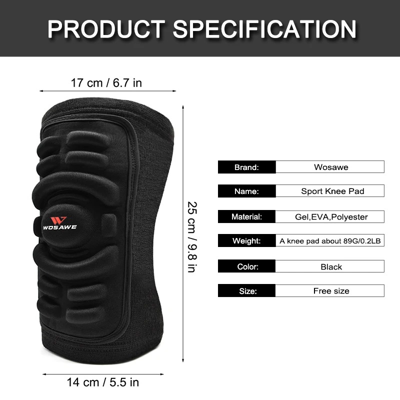 

WOSAWE Soft EVA Motorcycle Knee Pad Protector Ski Roller Snowboard Bike Volleyball Brace Support Moto Protective Kneepad Safety