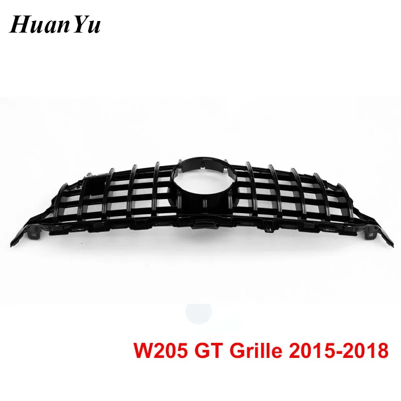 Замена переднего губа GT гриль для Mercedes W205 Sport Edition гоночный с камерой C180 C200 2015 2016 2017